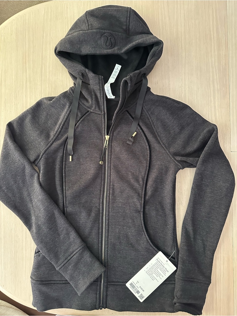 NWT lululemon Scuba Plush Dark Charcoal Full-Zip Hoodie sz 4